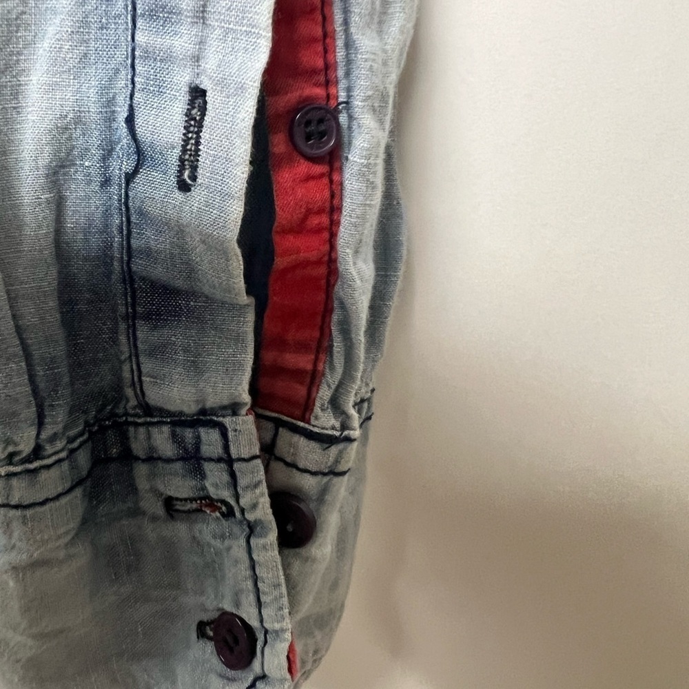 AMSTERDAM COUTURE MEN’S VINTAGE SHIRT SIZE XL SLIM   LIGHT/MEDIUM SHADED DENIM - Picture 6 of 10